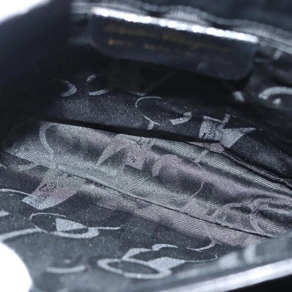 Salvatore Ferragamo Hand Bag Leather Black Gold Auth BD2131 - Picture 12 of 16